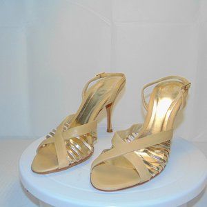 HollyWould Gold & Tan Slingback Sandal Size 6 1/2 M